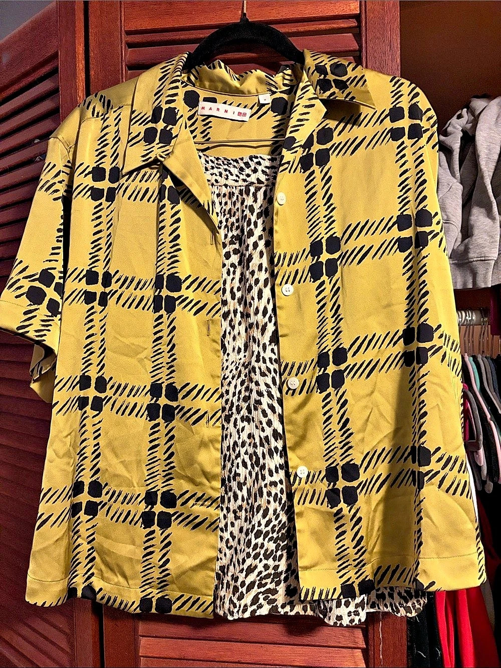 Marni Women's Yellow & Black Plaid button up